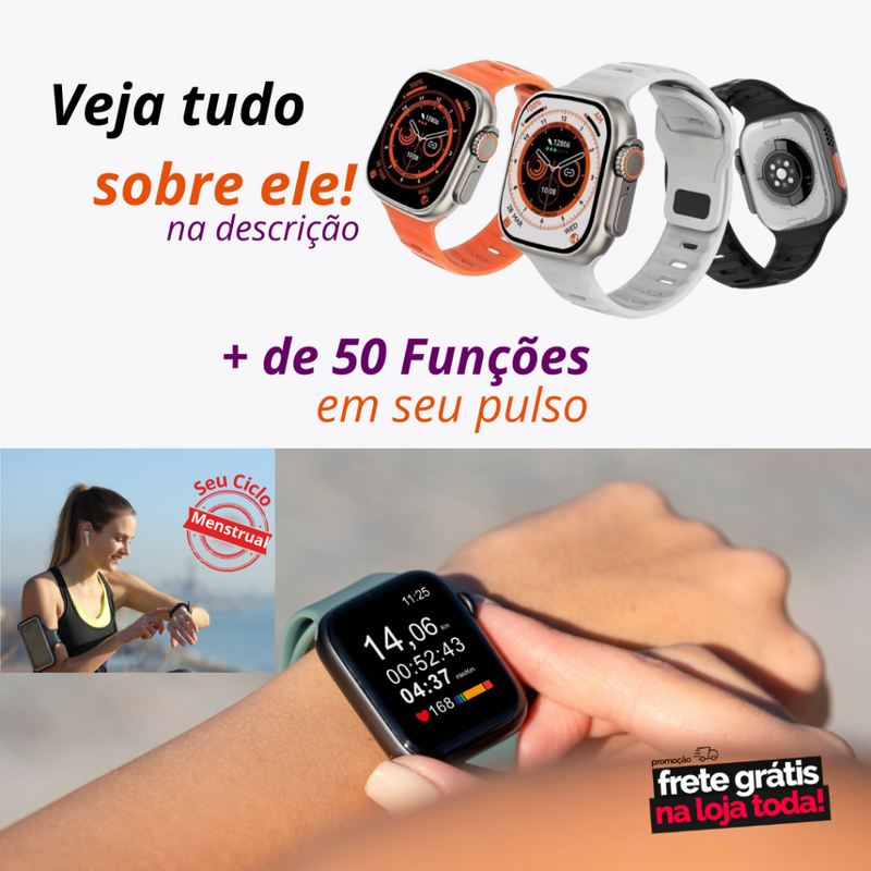 Super kit com Relógio Smart Watch 9 Ultra Max + 07 Pulseiras -ming